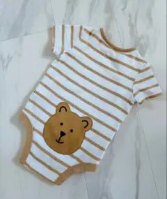 【美品】GAP ストライプ柄 クマ刺繍ロンパース