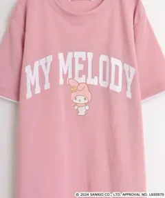 タグ付き新品未使用 LL ハニカムメッシュ袖口レイヤード半袖Tシャツ マイメロのサムネイル