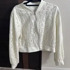 アイボリー レース リバーシブル ジップアップジャケット
