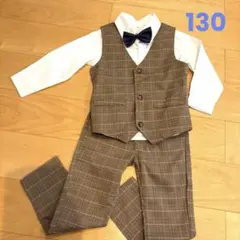 フォーマル4点セット⭐︎130長袖シャツ・ベスト・ズボン・蝶ネクタイ