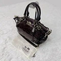美品✨ COACH マディソン パテント ソフィア サッチェル 2way 紫系