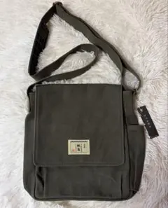 新品未使用 日乃本帆布 かぶせ ショルダーバッグ カーキ モスグリーン 