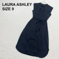 【美品】ローラアシュレイ　ロングワンピース　ノースリーブ　タッセル（349）