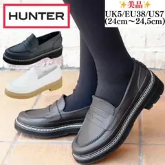 美品✨HUNTER リファインドステッチペニーローファー　レインシューズ　UK5