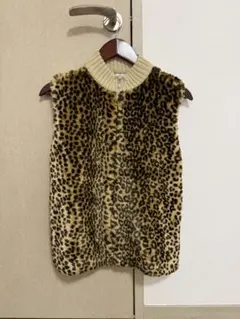 ヒョウ柄ファーベスト　ニット