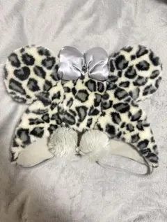 ミニーちゃんファンキャップヒョウ柄グレー