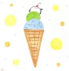 【717】【シマエナガの絵】オリジナル手描きアナログイラスト原画　自作創作アート