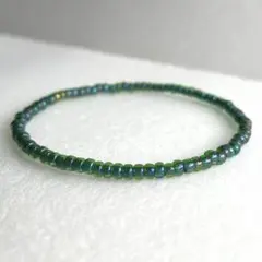 ガラスビーズブレスレット　クリアオーロラグリーンブルー