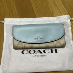 コーチ 長財布 COACH財布 レザー 水色 女性 CU158 新品未使用 - メルカリ