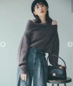 ココディール フォックスオフショルニット ブラウン