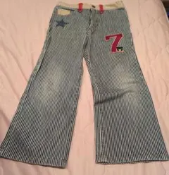 01 ダブルビー　ジーンズ　デニム　ストライプ　長ズボン　パンツ　110cm