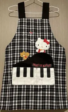 キティ♬.*゜ピアノ×モノトーンチェックエプロン☆M-Lサイズのサムネイル