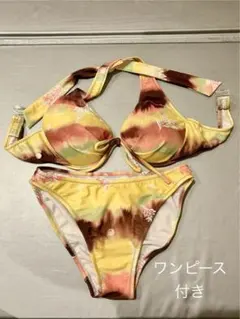3点セット　同柄ワンピース付きセパレート水着 Mサイズ