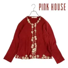 ピンクハウス♡花柄モチーフ♡モヘアカーディガン 赤 ピンクハウス♡花柄モチーフ♡モヘアカーディガン 赤 PINK HOUSE