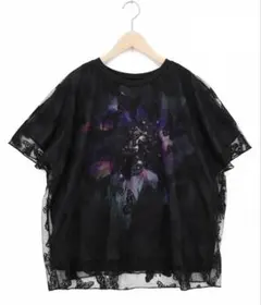 イズスカラー　isscolar 562249：蝶々チュール重ね 花蝶柄Tシャツのサムネイル