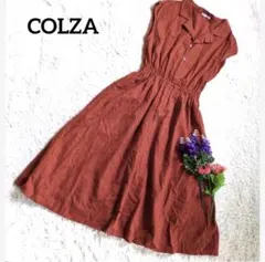 COLZA コルザレッドシャツロングワンピース　M