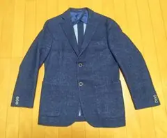 デニム調 テーラードジャケット ネイビー