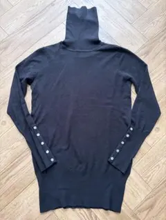 ZARA ザラ タートルネック　シルバー シェルボタン　M ブラック　黒
