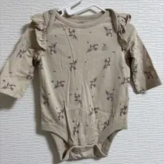 《GAP》花柄ロンパース ベージュ 長袖 フリル付き（50）