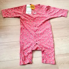 【新品 未使用】　花柄ロンパース コーラルピンク