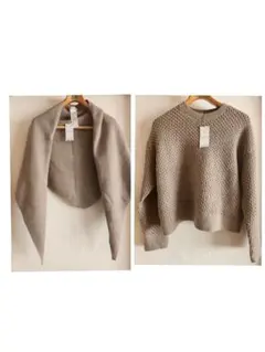 未使用 アンフィーロ M 2点セット ニットプルオーバー＆三角ストール