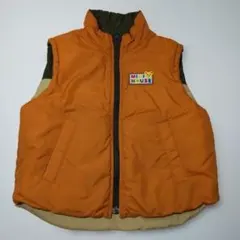 ミキハウス オレンジ ダウンベスト 90cm リバーシブル