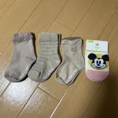 テータテート クルーソックス　3足セット　ミニーちゃんベビー靴下付9〜14cm