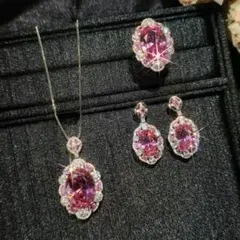 ピンクジルコニア ネックレスセット