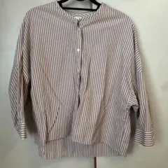 Spick&Span ストライプ柄 ノーカラー 長袖シャツ ブラウスのサムネイル