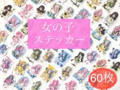 ステッカー 60枚　女の子　フレークシール　コラージュ 素材　かわいい