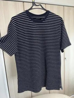 NANO UNIVERSE ネイビー/ホワイトストライプ Tシャツ M