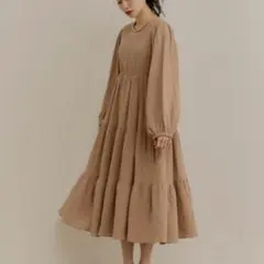 moi tytto ワンピース ガーゼティアードAラインワンピース M ブラウンのサムネイル