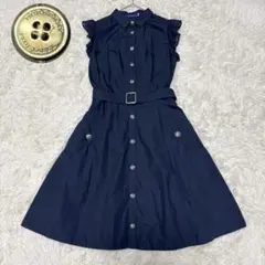 バーバリーブルーレーベル シャツワンピース ベルト付きフリル レース チェック