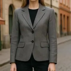 美品 ナチュラルビューティーベーシック テーラードジャケット S グレー