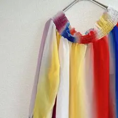 多色オフショルワンピース フリル付き【3XL】フィッシュテール ヴィンテージ