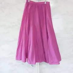 紫 ピンク フレア ロングスカート ゴムウエスト 個性的 大人可愛い