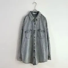3841【tricolour】デニムシャツ　ヴィンテージ感　スタッズ　Ｍ　平成