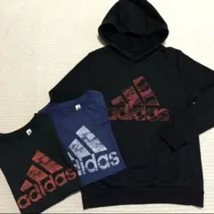 adidas 半袖Tシャツ 140 150 スウェットプルオーバーパーカー 黒