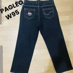 未使用、タグ付きPAGELO パジェロ デニムパンツ ブラック 刺繍デザインのサムネイル