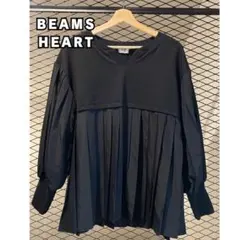 BEAMS HEART プリーツ切替 ブラウス チュニック ブラック