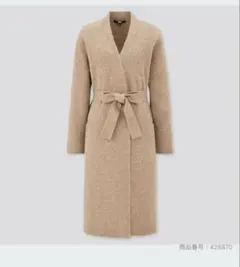スフレヤーンベルテッドロングニットコート　M ユニクロ