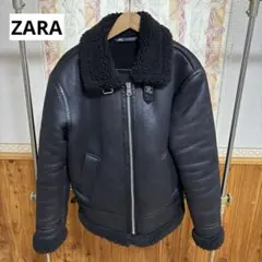 ZARA フェイクレザー ボアジャケット ブラック
