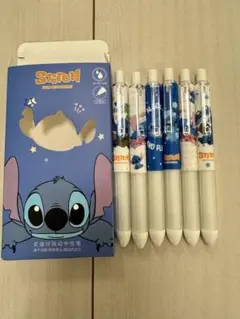 スティッチ ノック式中性ボールペン 6本セット　速乾ゲルペン　新品
