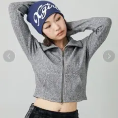 X-girl DOUBLE ZIP UP CARDIGAN グレー ジップのサムネイル
