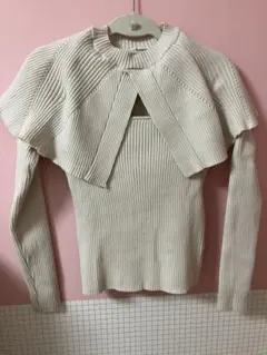 GRL クリーム色リブ編み長袖セーター