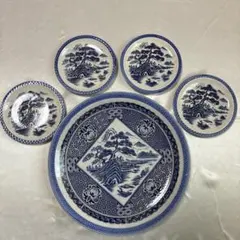大皿1枚&小皿4枚セット　レトロ感　昭和