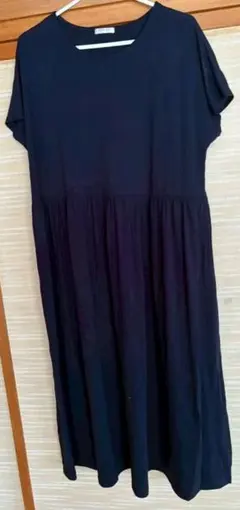 ネイビー 半袖 カットソー ロングワンピース L GLACIER　グラシア　紺