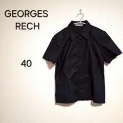 964＊ジョルジュレッシュ ブラック 半袖シャツ ブラウス 40 レトロのサムネイル