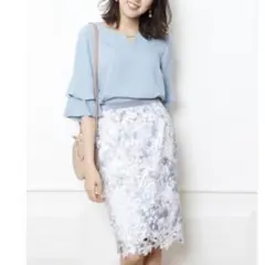 JUSGLITTY 花柄レースタイトスカート