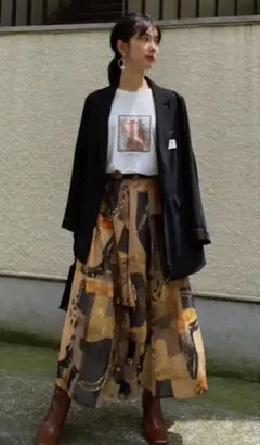 最安値】AMERI EMOTIONAL COLLAGE RIB SKIRT - メルカリ